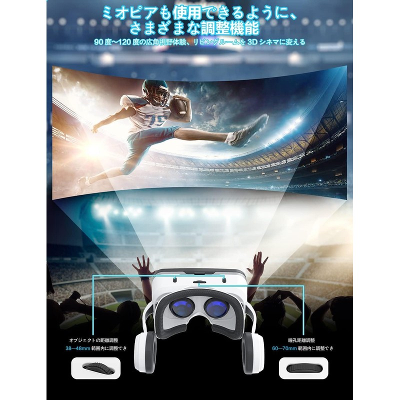 OLANSOR VR Goggles with Headphones, Adjustable Focus, Compatible with 5.5