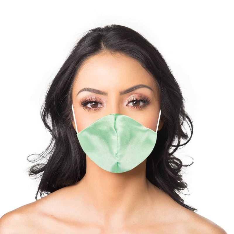 DALIX Exclusive Charmeuse Satin 3 Layer Face Mask in Mint