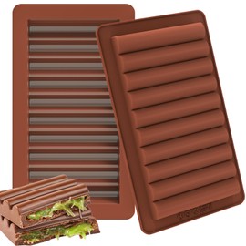 Koluti Deep Chocolate Bar Nonstick Silicone Molds 2 Pack, Large and Thick Dubai Chocolate Mold for Filling Knafeh, Candy DIY Baking Decor Pistachio Bar Rectangle Mould