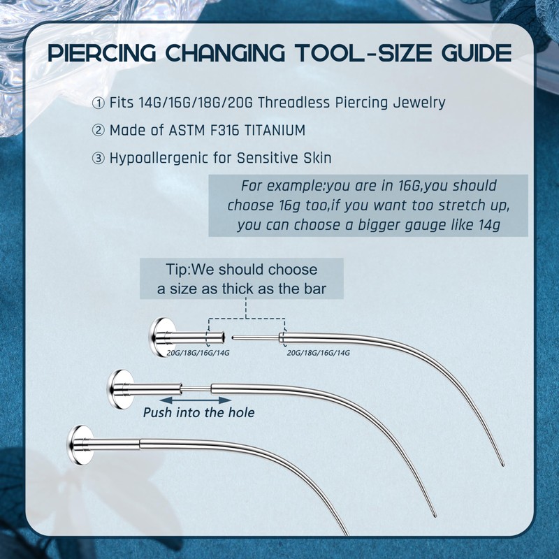 Chriscoco 14G Piercing Taper ASTM F136 Titanium Piercing Insertion Tool
