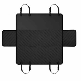 TailGurus All-in-One Heavy Duty Waterproof Scratch-Proof Dog Back Seat Cover Hammock with Side Flaps, Adjustable & Portable, Easy Install for SUV/Trucks, Compatible with Child Car Seat - Black