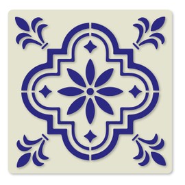 Mediterranean No.5 Tile Crafting Stencil Washable Reusable Mylar (10cm)