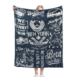 Baseball Blanket Throws Flannel Lightweight Bedding for Soft Warm Sports Fans Blanket Great for Bed Sofa (50x60inch, New York)