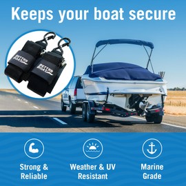 Boat Tie Down Straps to Trailer, 2 Inch x 48 Inch Marine Grade Transom Straps, Heavy Duty Manual Buckle Clasp, Short, Boat Tie Downs for Trailer, Jet Ski, 4 Ft