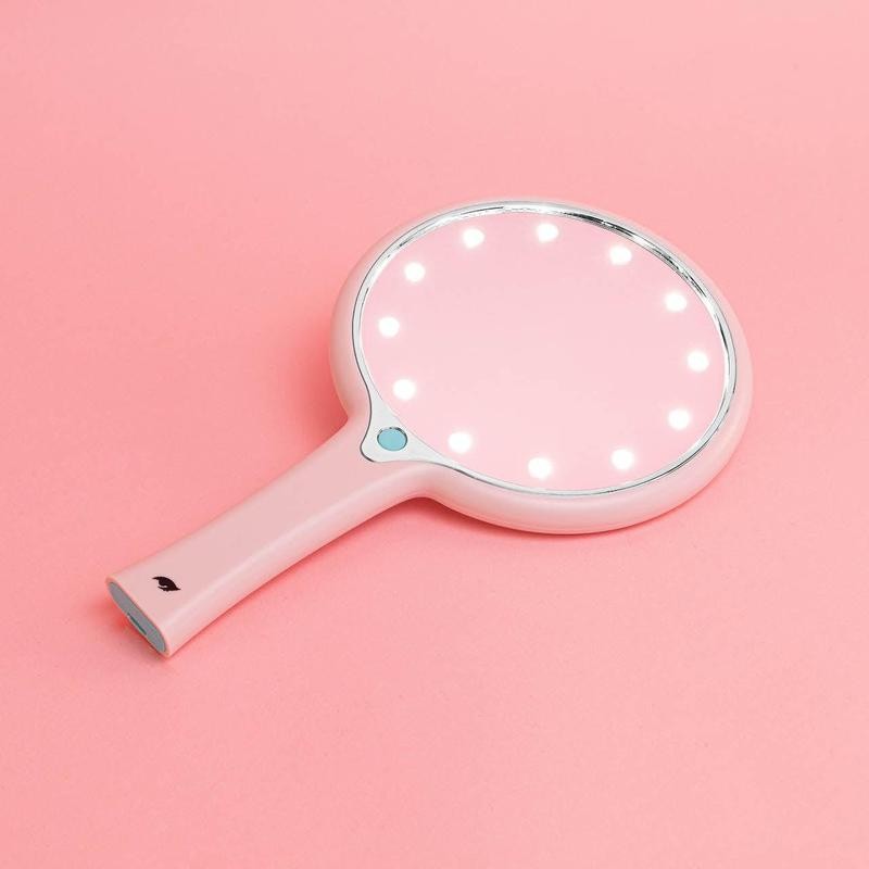 KimChi Chic Handheld LED Mirror for Personal Makeup, Portable and