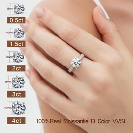 Elio Passero 0.5CT Moissanite Engagement Rings for Women, Moissanite Promise Rings 925 Sterling Silver with 18K White Gold Plated,Wedding Band Moissanite Ring Size 7