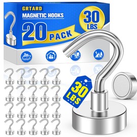 Grtard 20 Pack Magnetic Hooks Heavy Duty, 30LBS Strong Magnet Hooks Heavy Duty, Magnetic Hooks for Cruise Cabins, Neodymium Magnets with Hook for Hanging, Outdoor, Kitchen, Workplace, Garage