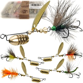 VMSIXVM Trout Lures Rooster Bait Tail Fishing Lures, Brass Fishing Spinner baits for Bass Trout Pike, Trout Spinnerbaits Trout Fishing Gear for Freshwater Saltwater, Fishing Gifts for Men