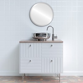 OVALCREST - Clare 14" x 14" Round Frameless Beveled Bathroom Mirror | Premium Distortion-Free Glass, Sleek Modern Design – Wall Mirrors for Bathrooms, Bedrooms & Entryways – Easy Installation