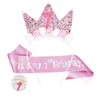 Vyqrx Decorations for Girls, Princess Crown Headband, Glitter Girl Sash