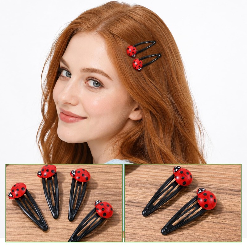 24Pcs Ladybug Hair Clips, Cute Lady Bug Snap Barrette for