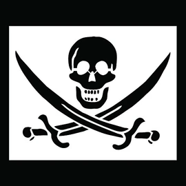Auto Vynamics - STENCIL-JOLLYROGER01-10 - Detailed Pirate Jolly Roger Stencil - Featuring The Classic Skull & Crossed Swords Design! - 10-by-10-inch Sheet - (1) Piece Kit - Single Sheet
