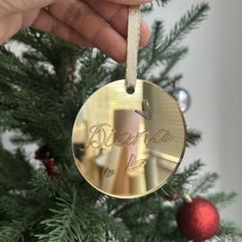 UNIQOOO 3“ Circle Gold Mirrored Acrylic Christmas Ornament, DIY Acrylic Blanks, Stocking Tag, Wedding Gift Tags, 20 Pack