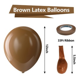 Bezente Brown Balloons Latex Party Balloons - 100 Pack 12 inch Round Helium Brown Balloons for Birthday Baby Shower Wedding Graduation Anniversary Party Decorations