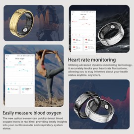 findtime Smart Ring Golden Smart Ring Android Smart Rings for Men and Women Fitness Ring Tracker Pedometer Heart Rate Monitor Sleep Monitor Health Monitoring Activity Tracker, Silver #12