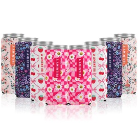 Slim Can Holder for Beer&Soda, 8 Pack Can Cooler Sleeve for Beverage Soda Drinks, Insulated Neoprene Can Cover, Reusable 12oz Slim Can Covers for Women (Multicolor-2)