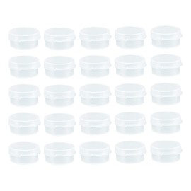 20 Pcs 5g Plastic Lotion Cream Jars Travel Cosmetic Powder Jars Refillable Lip Balm Containers Empty Makeup Sample Boxes with Snap Lids Clear