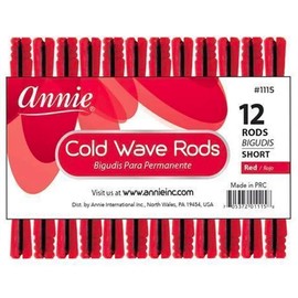 Annie 3 Packs of Cold Wave Rods - Short #1115 (12 Pieces per Pack, Red, Rubber, Flexi Rods, Hair Roller)