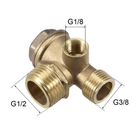 uxcell Air Compressor Check Valve, Male 3/8GxMale 1/2GxM10 Female Thread, 3 Way Pneumatic Accessory, Brass for Central Pneumatic Air Compressor 2pcs