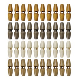 Faotup 40Pcs Wooden Coat Horn Buttons Sewing Toggle Buttons 1 Hole Sewing Buttons for Clothes, 1.57inches(Four Colors)