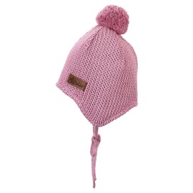 Sterntaler Baby Girl Knitted Hat Baby Bobble Hat Knitted with Ear Flaps, pink