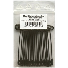 Maxi Safety Pins 55 mm Large Black Lacquered 2279 (55 mm) Pack of 14