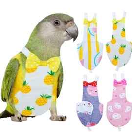 QBLEEV Bird Diaper Cockatiel Clothes Flight Suite, Reusable Parrot Nappy with Waterproof Inner Layer, Cute Pigeon Pants Urine Wet Suit Costume for Conure Macaw African Budgies Sun Parakeet