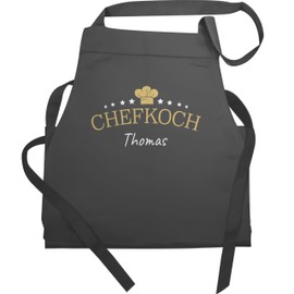 Geschenk mit Namen personalisiert by Shirtracer - Apron - Cooking Apron Men - Chef with Name I Gift for Chef, 1 anthracite