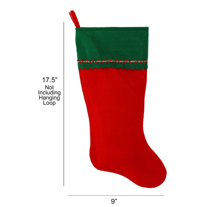 Monogrammed Me Christmas Stocking, Green and Red Felt