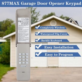 Garage Door Opener Keypad for Liftmaster Chamberlain Craftsman Openers, Replaces 877MAX G940EV-P2 878MAX 377LM 977LM 877LM 66LM, Wireless Keyless Entry Outside Remote