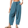 TARSE Womens Linen Wide Leg Pants Casual Loose Drawstring Summer