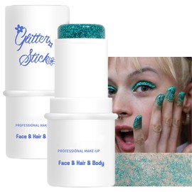 Mysense Green Body Glitter Stick, Face and Hair Glitter Gel for Kids and Women, Singer Concert Outfits Festival Rave Accessories Glitter Makeup, Waterproof Sparkling Mermaid Glitter Face Paint