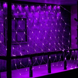Dazzle Bright Christmas 200 LED Net Lights, 9.8 FT x 6.6 FT Connectable Mesh Lights with 8 Lighting Modes, Christmas Decorations for Indoor Outdoor Bush Yard Garden Decor (Purple)