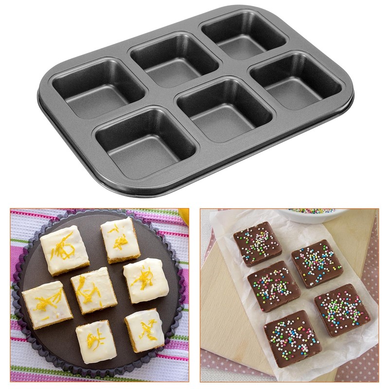 uxcell Square Muffins Pan 6-Cup Grey Nonstick Square Cupcake Pan