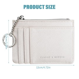 Focenat Women's Small Wallet, Card Holder, Wallet with 8 Compartments and 1 Key Ring, Slim Card Holder with Coin Compartment for Women, Girls, Ladies, silver, Modern