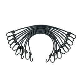 Tiousmoky 23.6" Rubber Bungee Cords Pp Heavy Duty Tarp Straps with Vinyl-Coated Hooks (35” Max Stretch) for Outdoor, Tarp Covers, Canvas Canopies, Motorcycle, and Cargo 10 Pack (Black Gray)