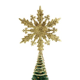 Christmas Tree Topper Glitter Xmas Trees Top Decoration Snowflake Tree Topper Christmas Tree Ornament for Xmas Holiday Home Decoration (Gold)