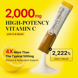 DONGKOOK Vita Pop Korean Vitamin C Powder 2,000mg Zero Sugar Vitamin D & Biotin Stick, Lemonade Drink, Vitamin C Supplements, Immune Support & Antioxi