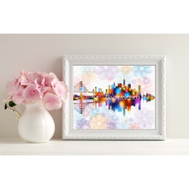 Uhomate San Francisco Skyline Home Canvas Prints Wall Art Inspirational Quotes Wall Decor Living Room Bedroom Bathroom Artwork C009 (11X14)