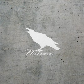 Decal Stickers of Funny Poe Raven Nevermore (White) (Set of 2) Premium Waterproof Vinyl Decal Stickers for Laptop Phone Accessory Helmet Car Window Mug Tuber Cup Door - BICVER1094382WHW19Y24