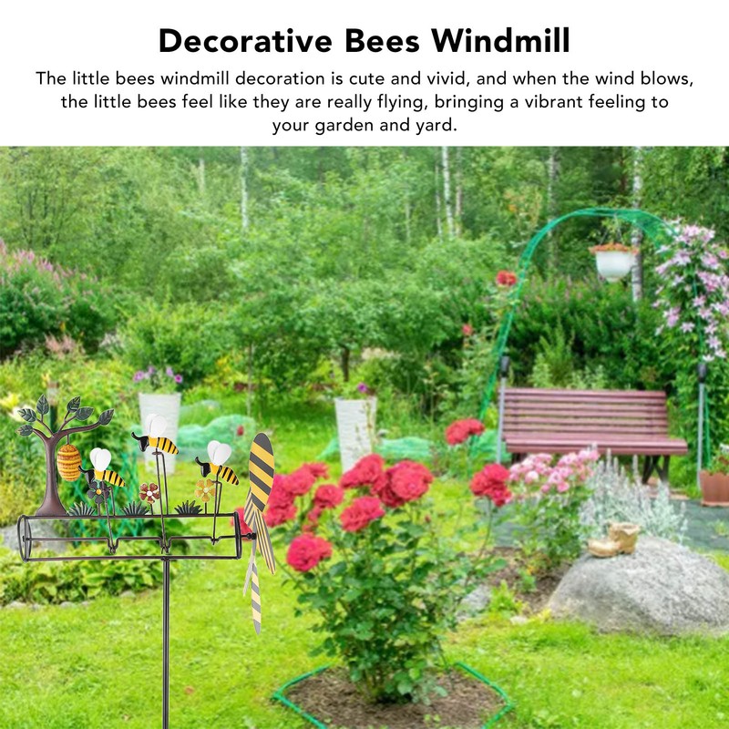 Three Little Bees Windmill Lovely Decorative Metal Bees Windmill for