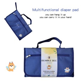 Bumble Bee Babies Baby Travel Changing Pad, Baby Registry Search, Portable Changing Pad, Diaper Changing Pad Travel, Newborn Baby Gifts, Waterproof & Easy to Clean, One-Hand Use (Blue)