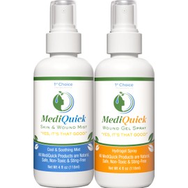 MediQuick MEDIQUICK Skin and Wound Treatment Bundle | First Aid Healing Mist and Hydrogel Spray | Cool and Soothe Minor Cuts and Burns, Scrapes, Abrasions, Itch, Bites, Inflammation (Duo Repair Pack)