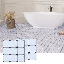 ACCOR HOME Peel and Stick Floor Tile, 10-Pack 12" x 12" Vinyl Flooring, Waterproof Self-Adhesive Luxury Vinyl Tiles, Easy DIY for Bathroom, Kitchen, Dinning Room, Cover 10 Sq. Checkered Marble