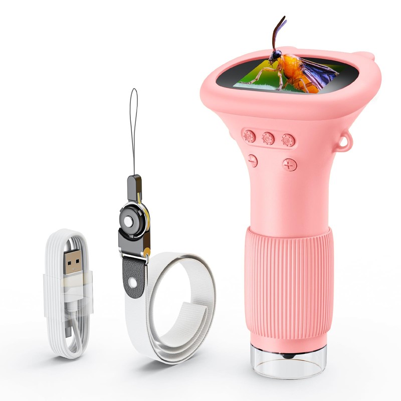 Microscope for Kids, Portable Microscopes 2" HD Screen 1000X Zoom