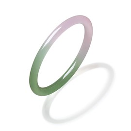 ZHOU LIU FU Bangle Bracelets for Women Dark Green Pink Chalcedony Round Bracelets Natural Gemstone Lucky Accessory Gift Her Mom