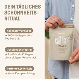 BRAINEFFECT DAILY COLLAGEN - Reines Kollagenhydrolysat aus Weidehaltung, Peptid Typ I und III, neutraler Geschmack - 450g (30 Portionen)