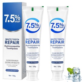 AOOSU 7.5% Hydroxyapatite Toothpaste, 2-Pack 120g for Enamel Protection, Gentle Mint Flavor, Fluoride-Free Enamel Repair and Tooth Strengthening for Sensitive Teeth, Fresh Breath