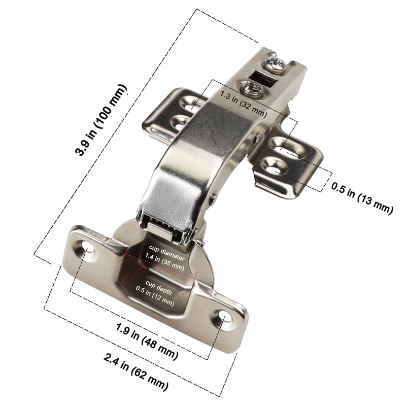 Pack of 2 90 Degree Soft Close Hinges for Cabinet