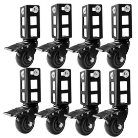8PCS Storage Rack Caster Wheels,3" Heavy Duty Locking Caster Wheels Warehouse Shelf & Storage Racks Accessories,Fit for Boltless Self Locking Shelving Racks,1000LB Capacity(Black)